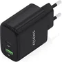 Aisens Cargador GaN 45W con 1xUSB-C PD3.0 QC4.0 y 1xUSB-A QC3.0, Negro